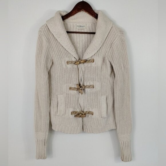 Denim &Supply Ralph Lauren Toggle Cardigan Size Small Ivory Ribbed Cotton - Picture 1 of 9